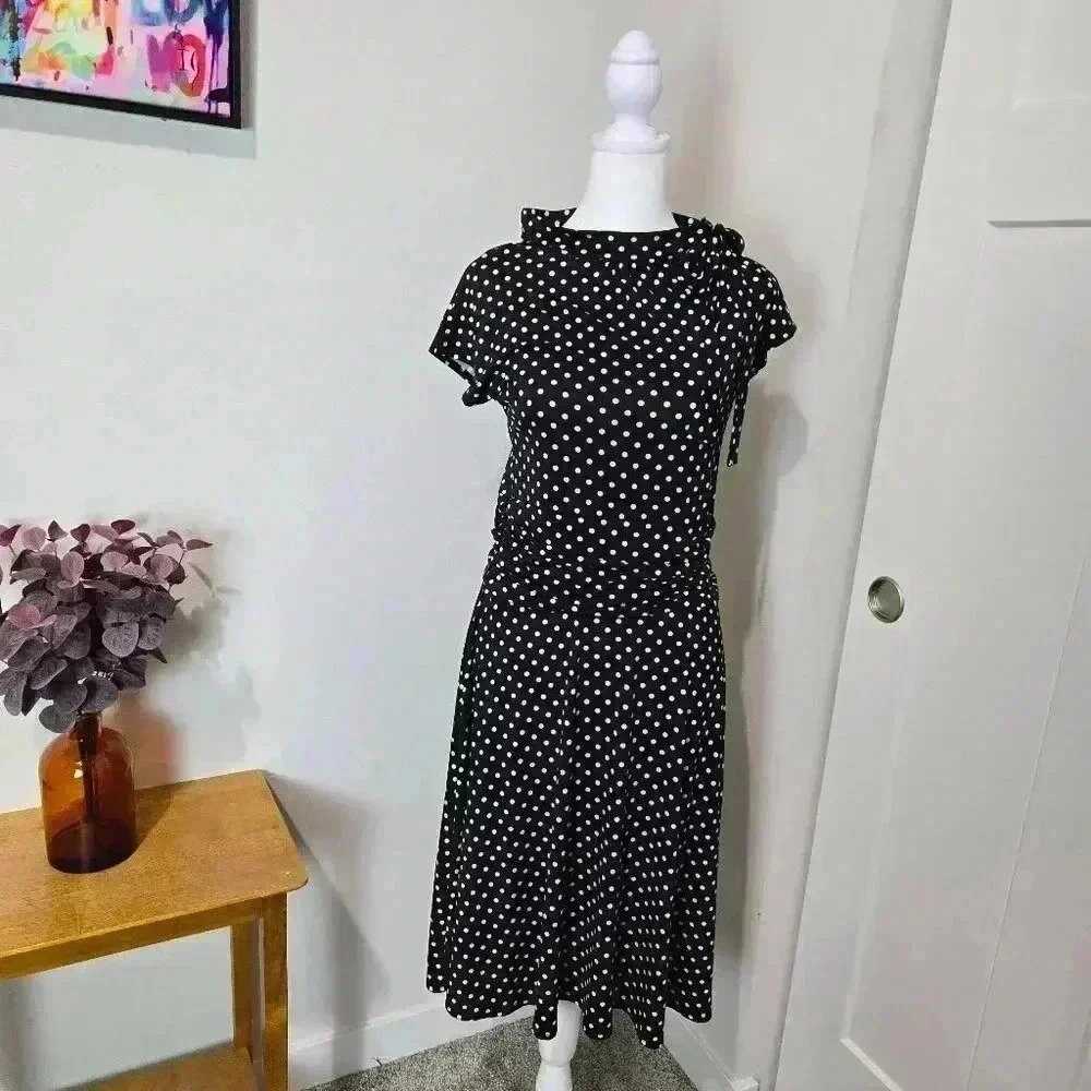 Elegant Black Polka Dot Dress